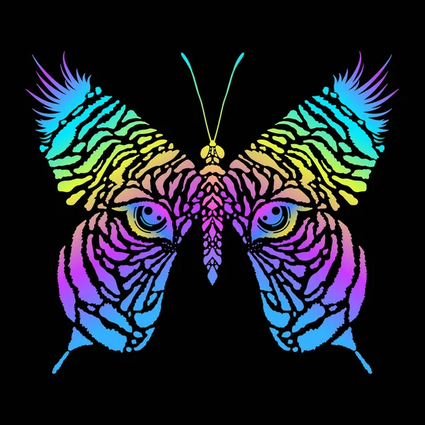 Motýl Tygřím Potiskem Tygříma Očima — Stockový vektor