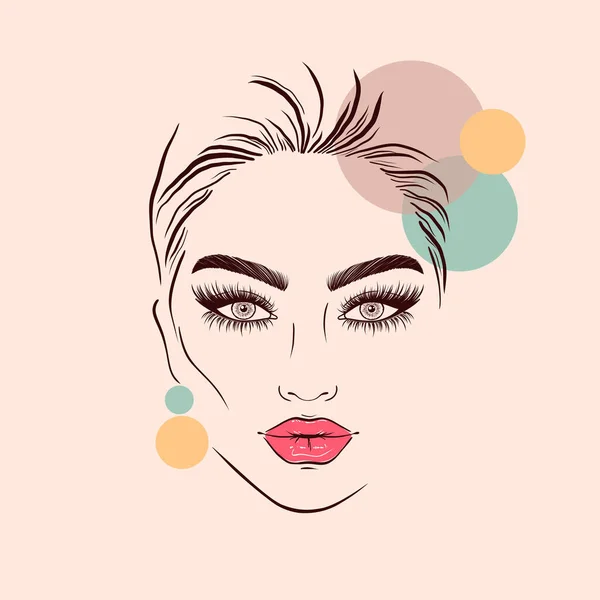 顔と色の円を持つミニマルなスタイルのポスター — ストックベクタ