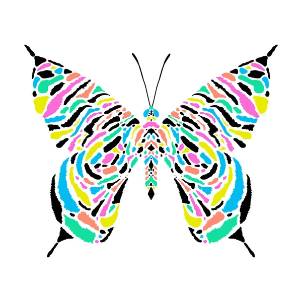 Vlinder Met Tijgerprint Witte Achtergrond — Stockvector
