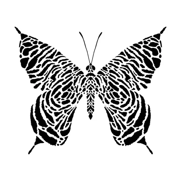 Бабочка Отпечатком Тигра Белом Фоне — стоковый вектор