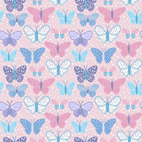 Bezešvé Vzor Motýly Mátovém Pozadí Royalty Free Stock Ilustrace