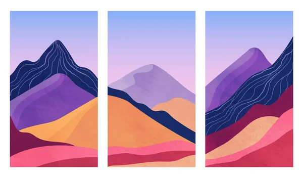 Collage Avec Paysage Abstrait Collines Montagnes Colorées — Image vectorielle