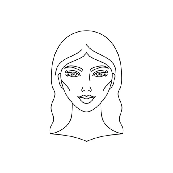 Лицо Молодой Женщины Векторная Иллюстрация Белом Фоне Линейный Художественный Стиль — стоковый вектор