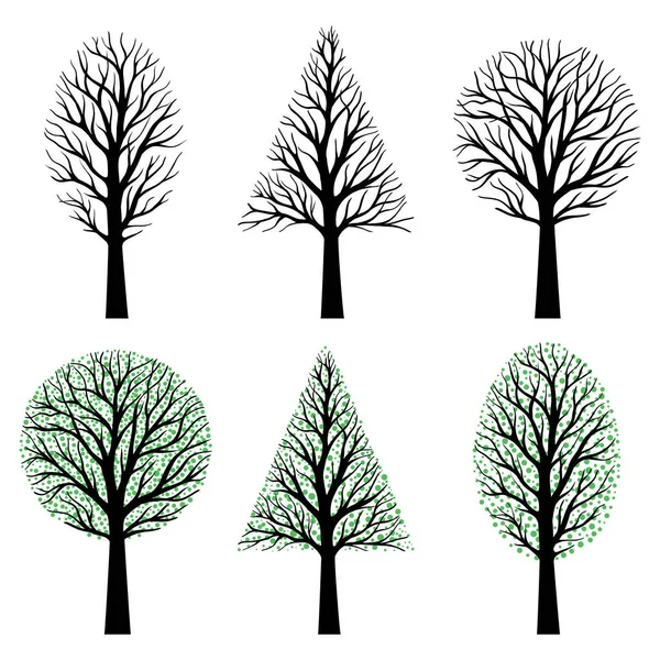 Beyaz Arkaplanda Ağaç Koleksiyonu — Stok Vektör