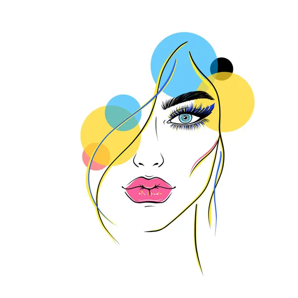 Collage Avec Visage Femme Cercles Colorés — Image vectorielle