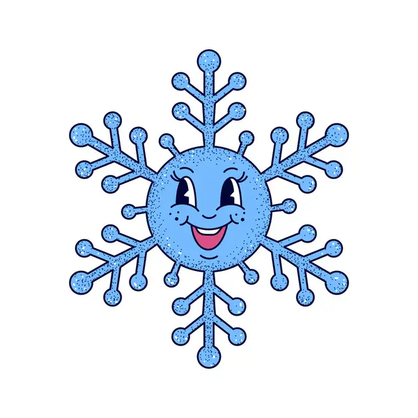 白い背景に漫画の冬の雪片 — ストックベクタ