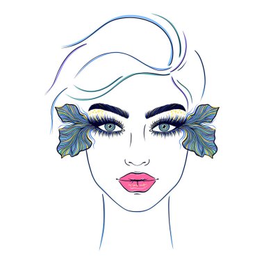 Gözleri bir balığın kuyruğuyla süslenmiş bir kadının yüzü..