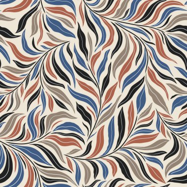 Açık arkaplanda renkli yaprakları olan pürüzsüz desen.