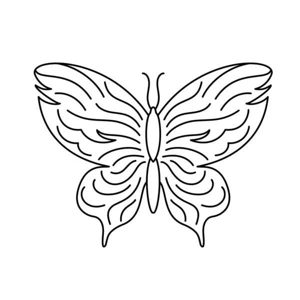 Butterfly Icoon Lijn Kunst Stijl Witte Achtergrond — Stockvector