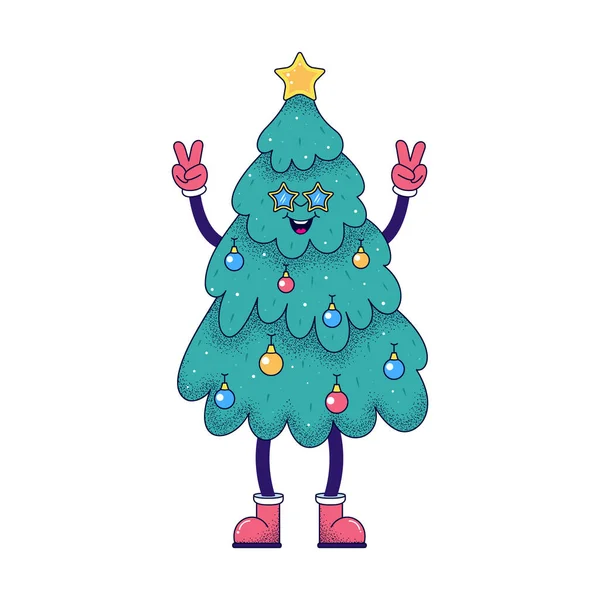 Vánoční Strom Kresleném Stylu Bílém Pozadí — Stockový vektor