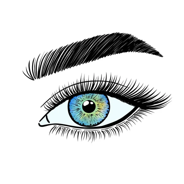 Kvinnliga Ögon Linjär Stil Vit Bakgrund — Stock vektor