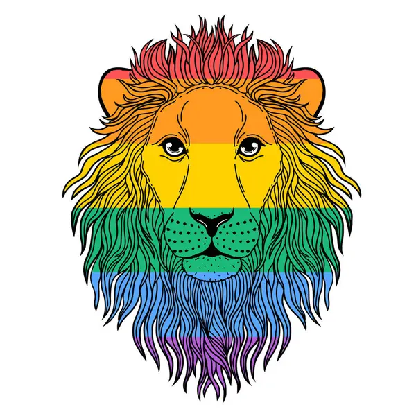 Lion Head Colors Flag Lgbt Community — Stock Vector