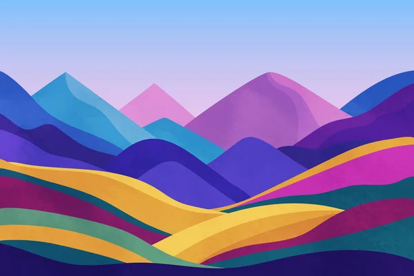 Paysage Abstrait Avec Des Collines Des Montagnes Colorées — Image vectorielle
