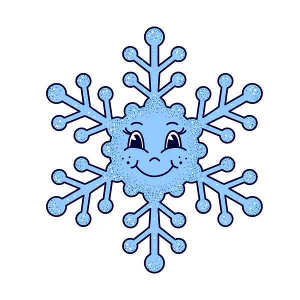 白い背景に漫画の冬の雪片 ストックベクター