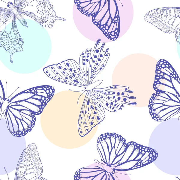白い背景の上の蝶とのシームレスなパターン ロイヤリティフリーストックベクター