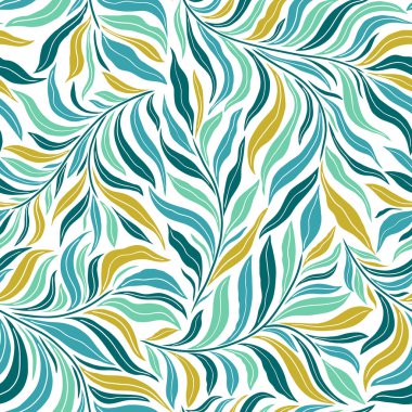 Açık arkaplanda renkli yaprakları olan pürüzsüz desen.