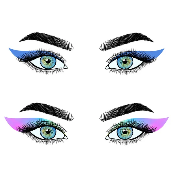 Beyaz Arkaplanda Doğrusal Bir Şekilde Kadın Gözleri — Stok Vektör