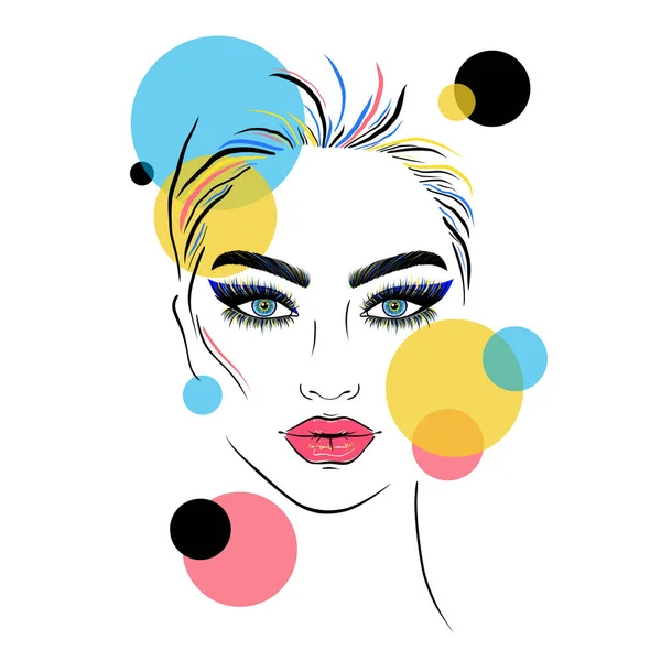 Cartel Con Una Cara Bonita Círculos Colores — Vector de stock