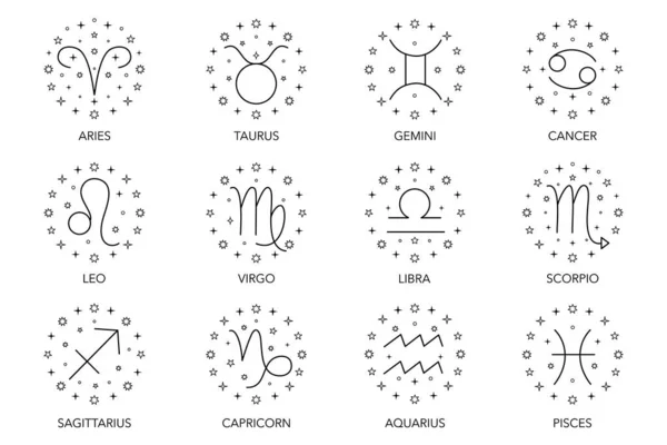 Zbiór Symboli Znaku Zodiaku Białym Tle — Wektor stockowy
