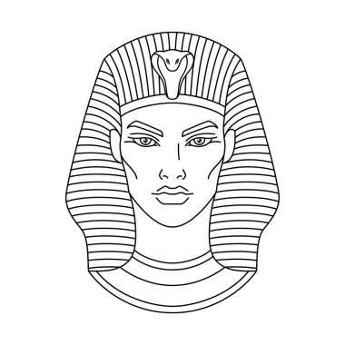 Antik Mısır 'ın Tutankamon firavunu. Çizgi sanatı biçimi vektör çizimi.