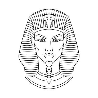 Antik Mısır 'ın Tutankamon firavunu. Çizgi sanatı biçimi vektör çizimi.