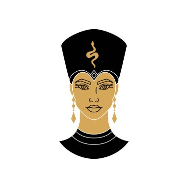 Mısır 'ın Kleopatra Kraliçesi. Çizgi sanatı biçimi illüstrasyonu.