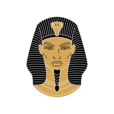 Antik Mısır 'ın Tutankamon firavunu. Çizgi sanatı biçimi vektör çizimi.