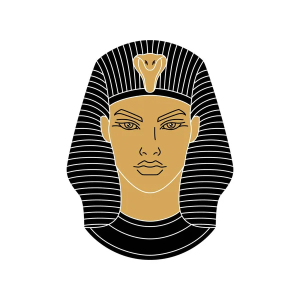 stock vector Tutankhamen pharaoh of ancient Egypt. Line art style vector illustration.