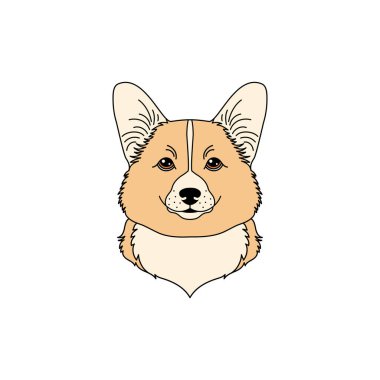 Beyaz arkaplan üzerinde doğrusal düz stil Welsh corgi köpek simgesi.