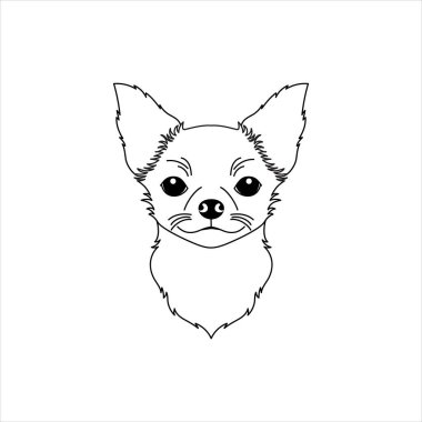 Beyaz arka planda Chihuahua köpek simgesi çizimi.