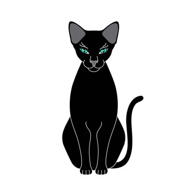 Beyaz arka planda doğrusal biçimdeki kedi.