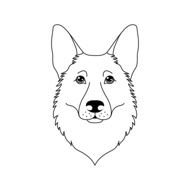 Alman çoban köpeği simgesi beyaz arka planda sanat tarzında.