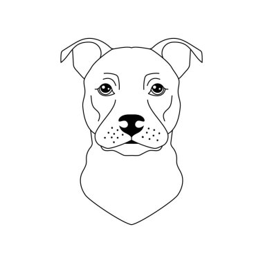 Pitbull Terrier köpeği beyaz arka planda sanat tarzında.