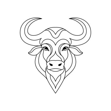 Beyaz arkaplanda doğrusal öküz simgesi.