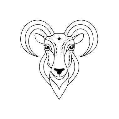 Koç burcu işareti beyaz arka planda sanat tarzında.