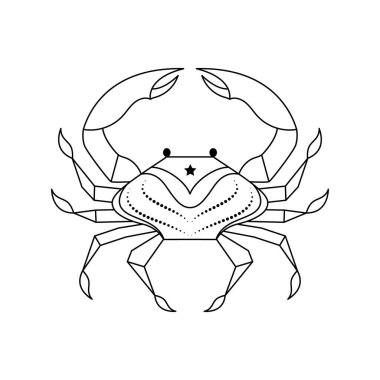 Kanserli burç işareti beyaz arka planda sanat tarzında.