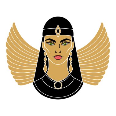 Beyaz arka planda Eski Mısır tanrıçası Isis.. 