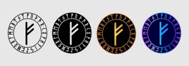 İskandinav mührü Fehu 'nun farklı tasarım varyasyonları.