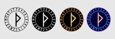 İskandinav mührü Thurisaz farklı tasarım varyasyonlarıyla.