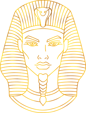 Antik Mısır 'ın Tutankamon firavunu. Altın folyo efektli çizgi sanat tarzı vektör illüstrasyonu.