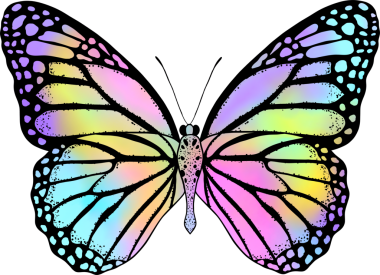 Dijital gradyan suluboya ile renkli kelebek.