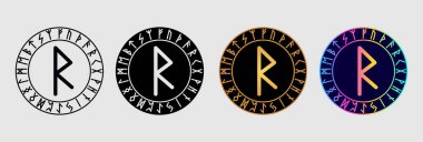 Scandinavian rune Raido in different design variations. clipart