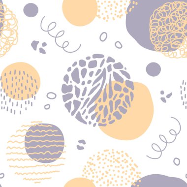 Kusursuz soyut desenler, organik şekiller ve el çizimi detaylar bej ve kahverengi renkli yumuşak pastel renkler..