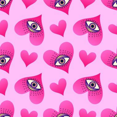 Kusursuz desen mistik pembe kalpler ve mistik gözler.