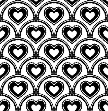 Katmanlı kalp motifleri kemerli şekilli simetrik, pürüzsüz desen..