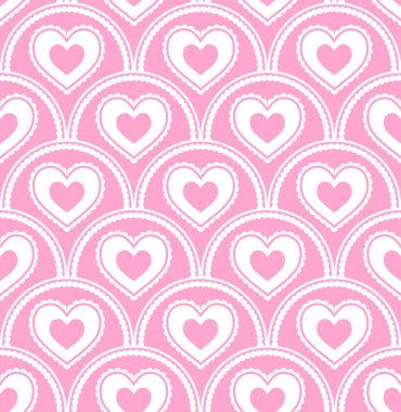 Katmanlı kalp motifleri kemerli, simetrik, pürüzsüz desen. Sevgililer Günü ya da diğer aşk temalı projeler için mükemmel..