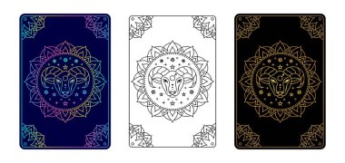 Arılar Zodyak tarzında tarot kartı. Basit satır sanatı tarzı.