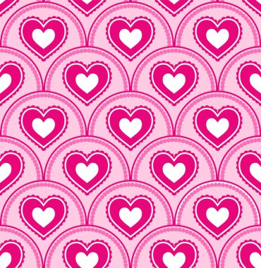 Katmanlı kalp motifleri kemerli şekilli simetrik, pürüzsüz desen.. 