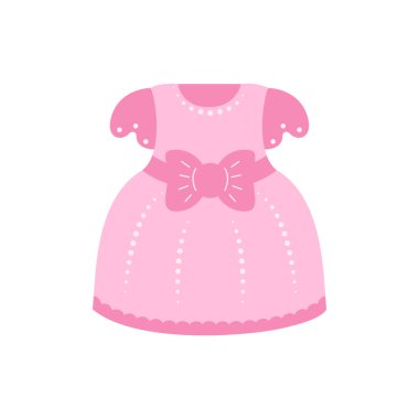 Beyaz arka planda, düz, şirin, pembe bir elbise..