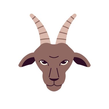 Beyaz arka planda düz stil keçi başı.